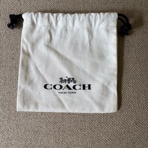 COACH Ivory Drawstring Dust Bag with Black Logo